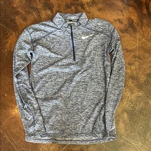 Men’s Nike running dri fit 3/4 zip collared pullover navy heather size Small